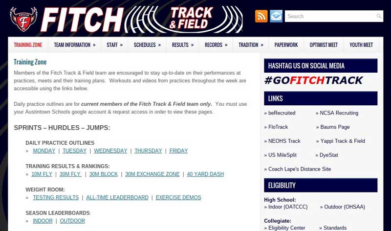 Fitch Track and Field Training Zone