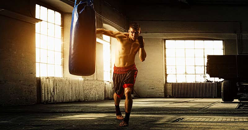 Boxer Training with Bag