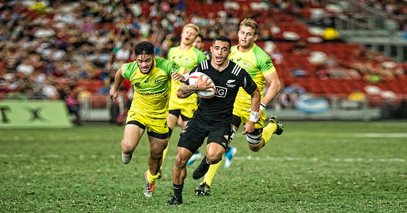 Rugby Athlete Running with Ball
