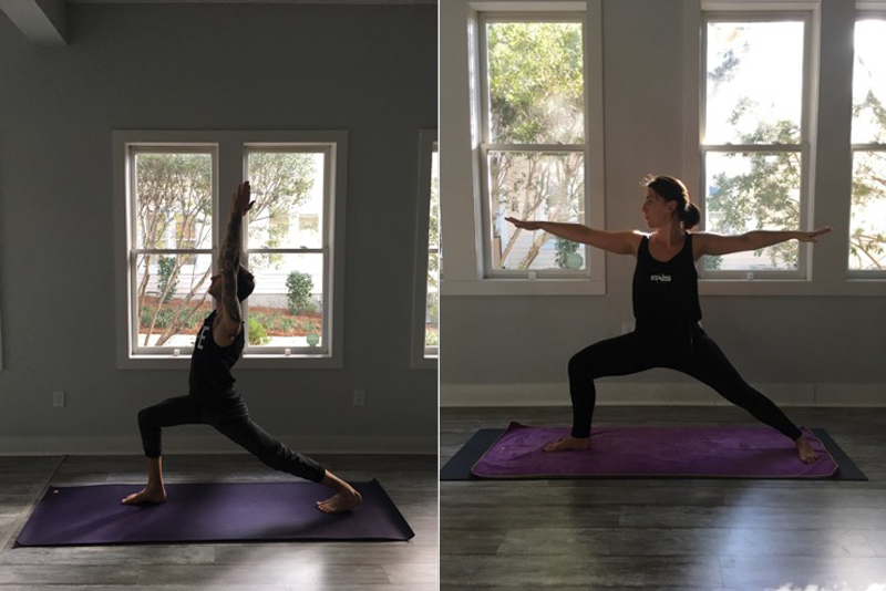 Crescent lunge and Warrior 2