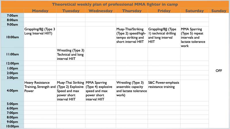 MMA Training Schedule