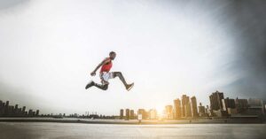 Athlete jumping