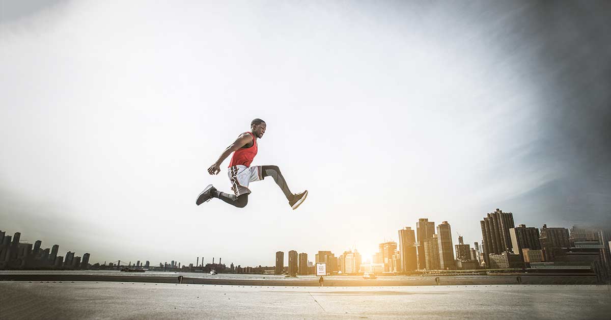 Athlete jumping