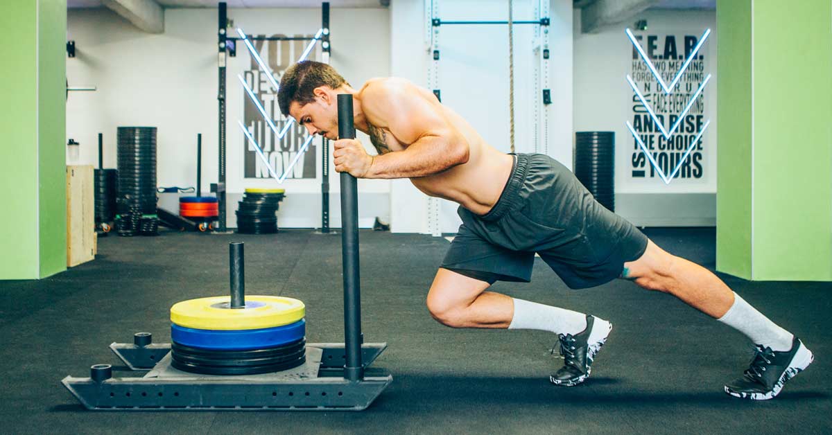 Athlete Pushing Prowler Sled