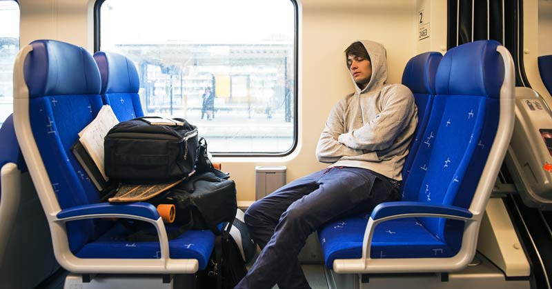 Athlete Sleeping on Train|Sense Sleep App|Sense Sleep Log