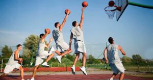 Basketball Player Jumping|Jump Progressions|Jump Characteristics|Jump 1|Image showing two workout sessions. Session 1 includes back squat (8 reps