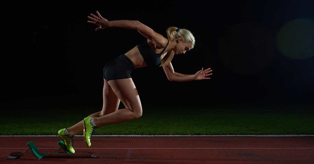 Female Sprinter Block Start|Anaerobic Speed Reserve Calculations|Spreadsheet with calculations for speed and distance over time. Shows data for two time points