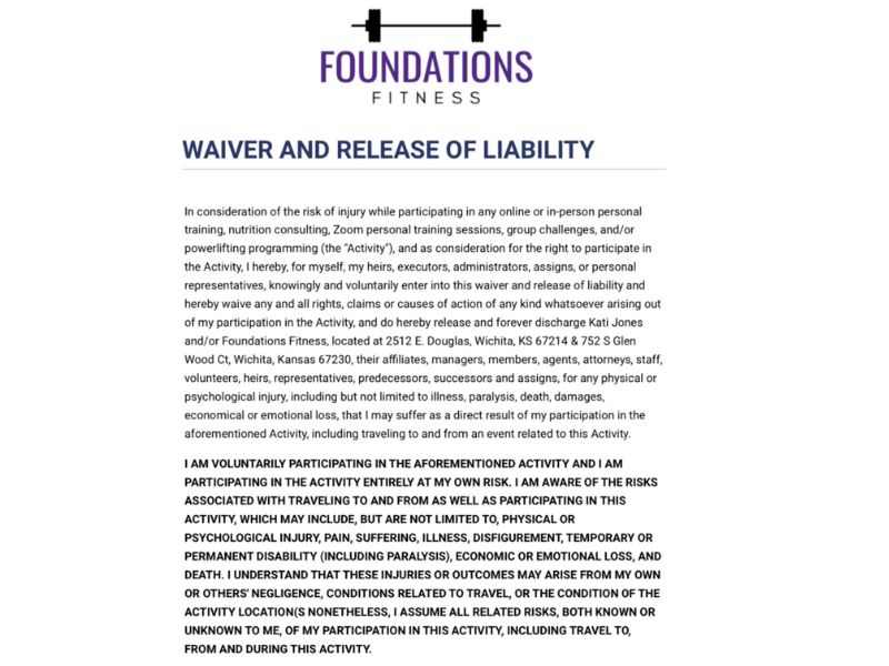 Contract Liability Waiver