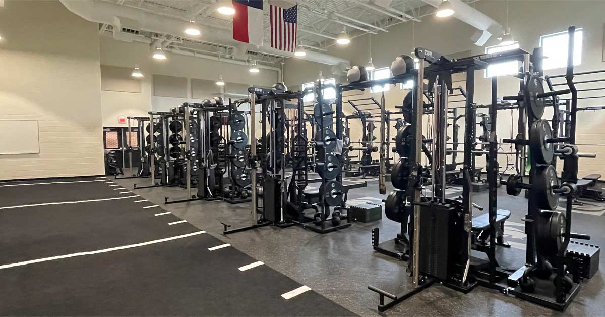 Guyer Weight Room|Guyer Rack|Tall Athlete Rack|Facility Turf|Guyer Weight Room