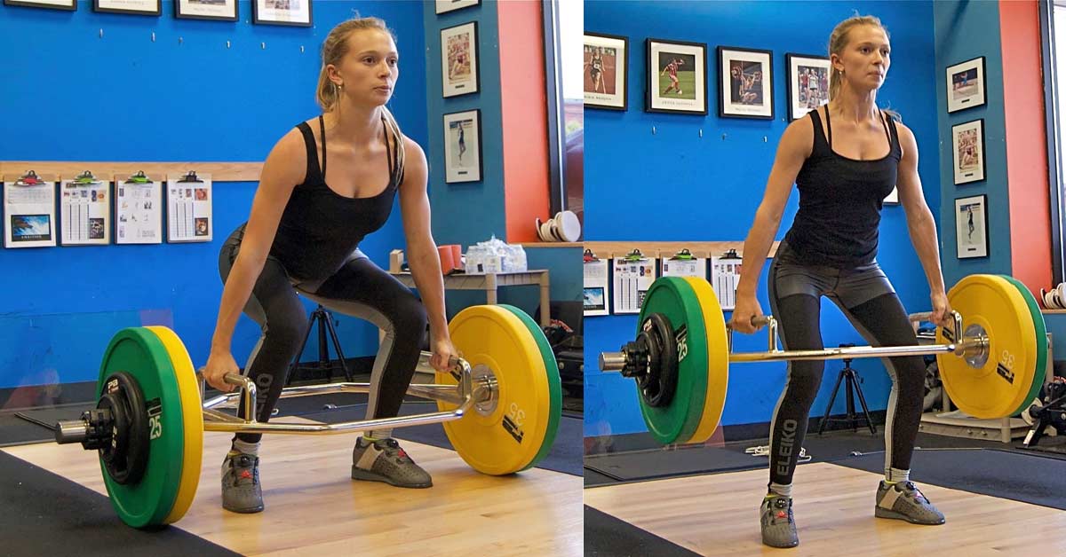 Hex Bar Lift|Deadlift Spot|Three images of a hex barbell with black weight plates labeled Bigger Faster Stronger