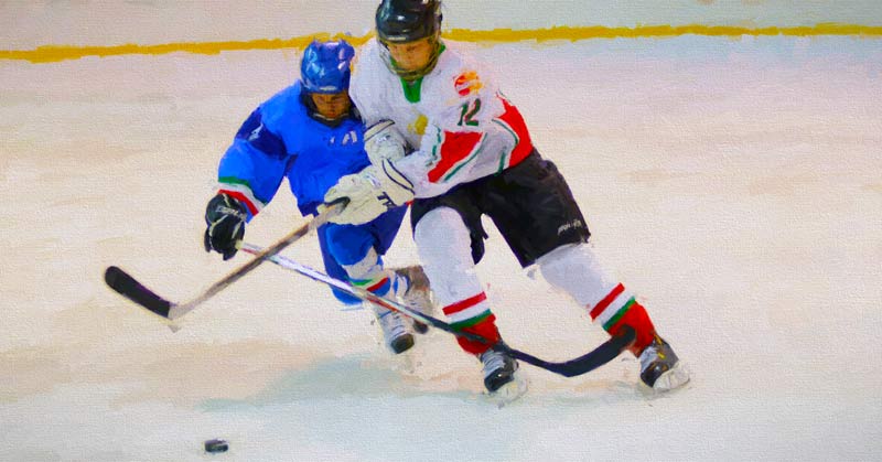 Hockey Players on Ice|Hockey Coach Ryan Smyth|GymAware Power Graph|A chart comparing sprint data at distances of 130 ft and 50 ft for Series 1 and Series 2. Bars show statistics like length