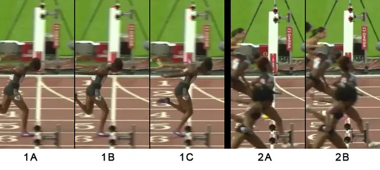 Keni Harrison World Record Photo Finish|Kine Harrison World Record Finish|Harrison and Donkova Hurdle Split Comparison