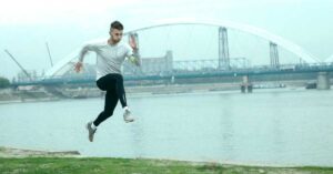 Male Athlete Bounding