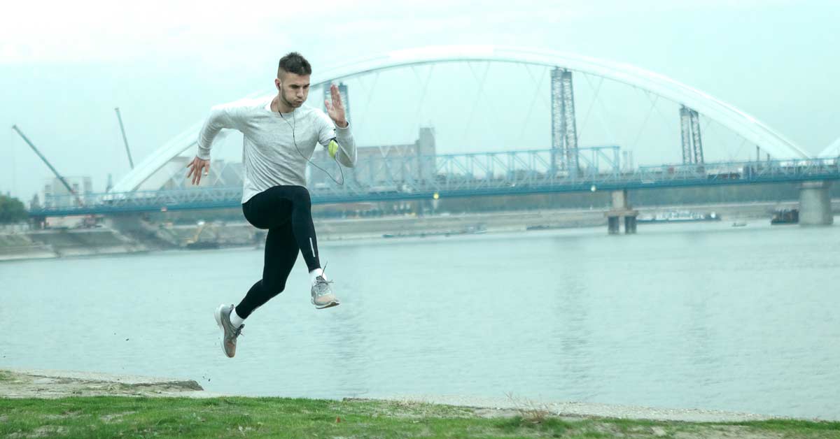 Male Athlete Bounding