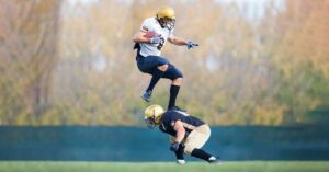 Leaping Over Defender