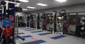 Ole Miss Basketball|Floor Space|Customized Rack|Specialty Equipment|Branded Plates|Specialty Equipment|Steel Thickness