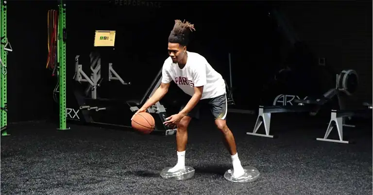 Proprioception Training|Cooper Athlete Training|Basketball Player on PVC Pipe|Isometric Lunge