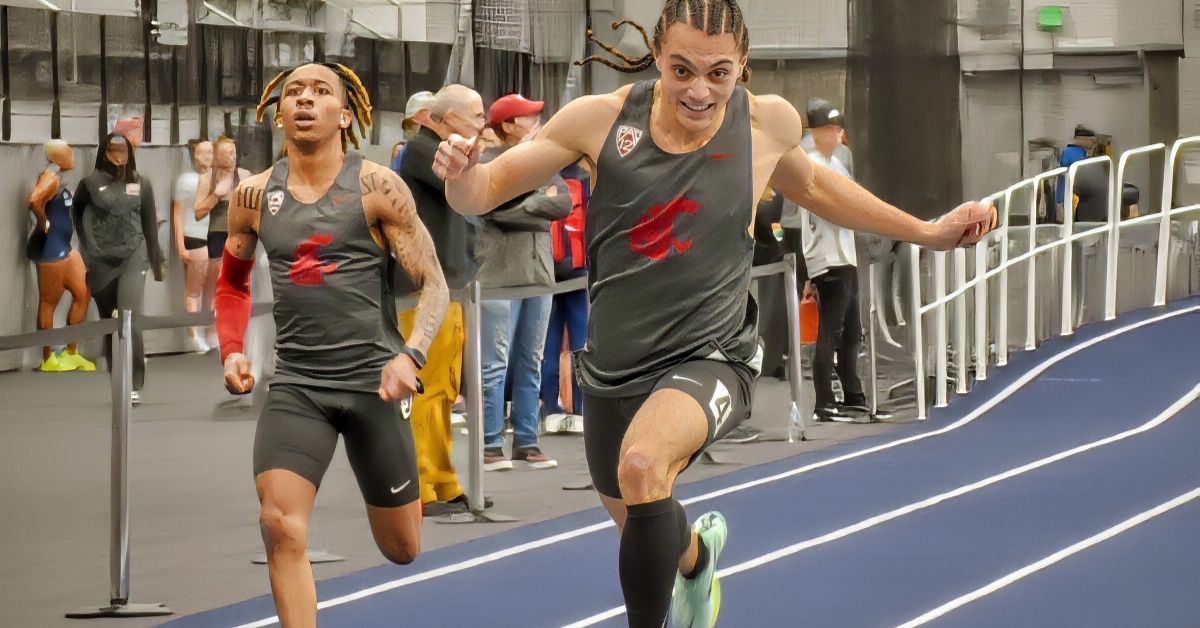 Relax and Win|Winter Wheaties|A table displaying reaction time and 10-meter interval times from 0 to 100 meters for two trials. The reaction times are 0.165 and 0.146. Total times are 9.69 and 9.58 seconds. Interval times decrease with distance.|Mvumvure LSU track|WSU track athletes|Lift Force|Mr Olympia|Clean lift|High Velocity Exercises