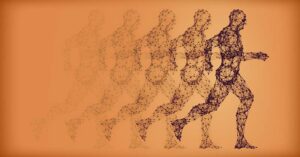 Illustration of a human figure composed of interconnected lines and nodes