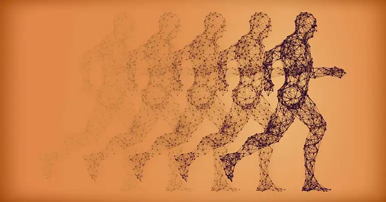 Illustration of a human figure composed of interconnected lines and nodes