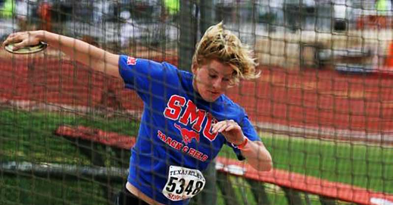 SMU Discus Thrower Kylie Spurgeon|Kylie Spurgeon Throwing the Discus|Shot Putter Ramona Pagel|Powerlifter Salencia Algarin|Weightlifer Beth-el Algarin|Beth-el Algarin and Coach Teske|SMU Discus Thrower Kylie Spurgeon