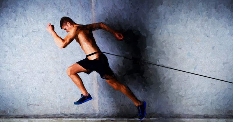 Sprinter Pulling Sled|Diagram of a human leg with vectors showing forces on the foot. The foot is touching the ground