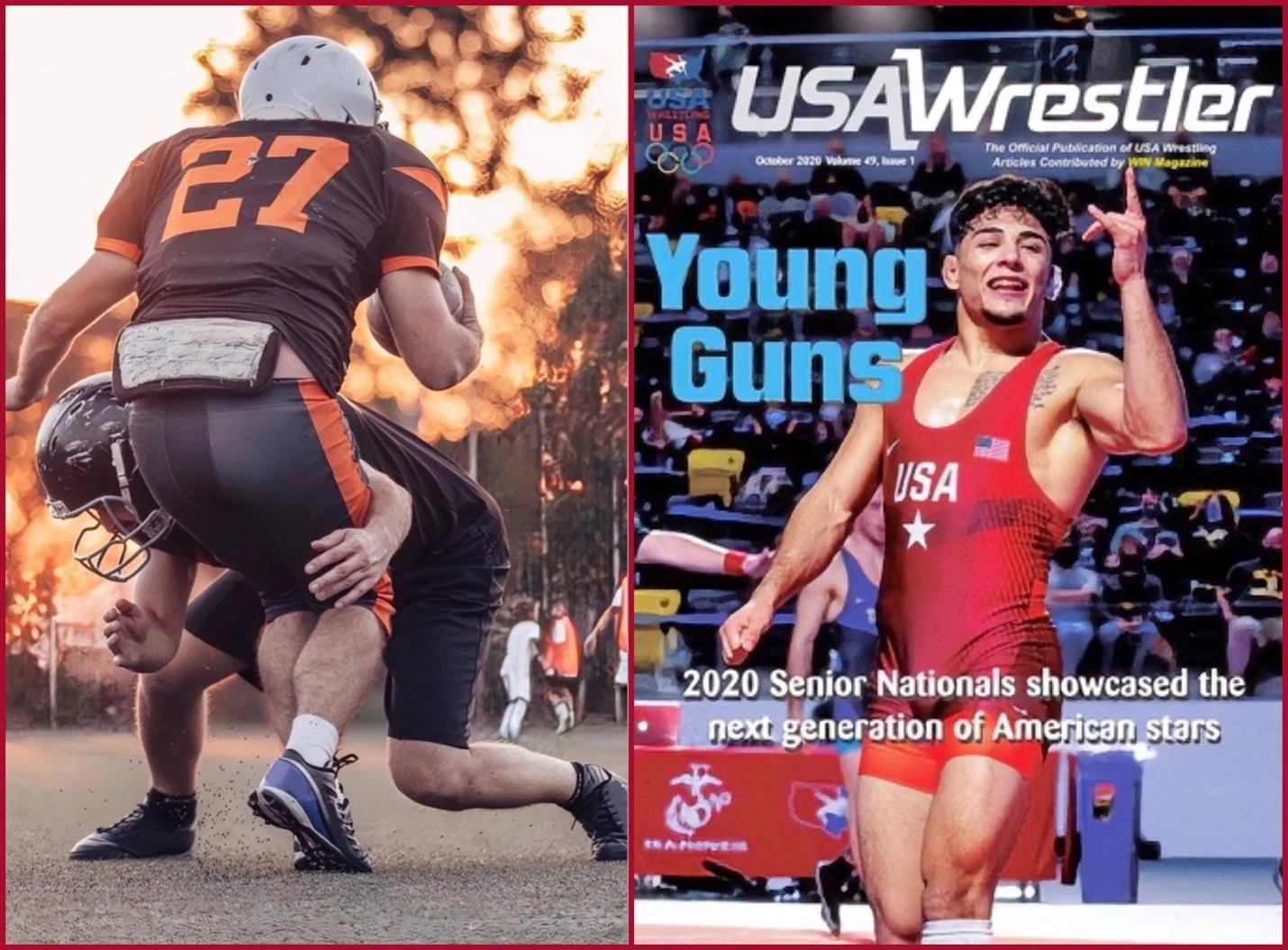 A collage of two men wrestling AI-generated content may be incorrect.
