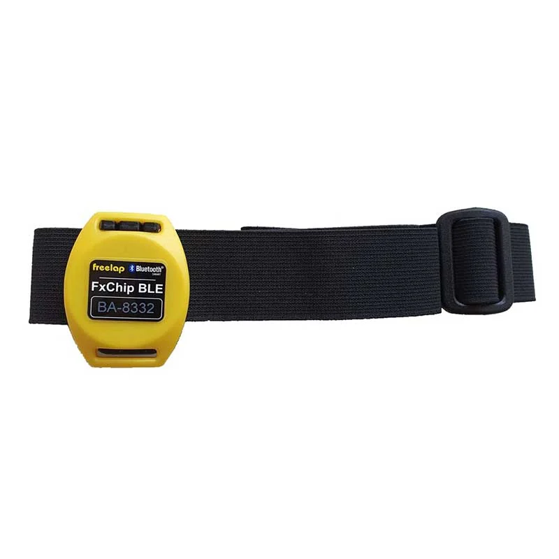 A yellow device with a black strap Description automatically generated
